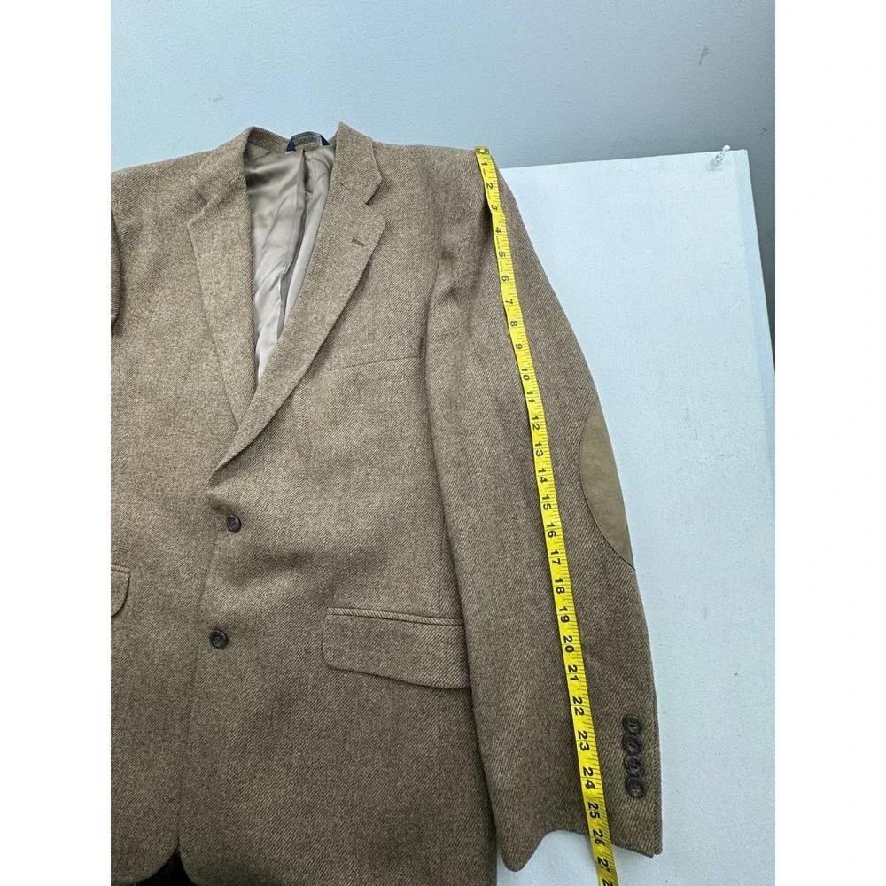 Stafford Jacket Blazer Mens Size 46L Brown Lambswool Blend Elbow Patches‎